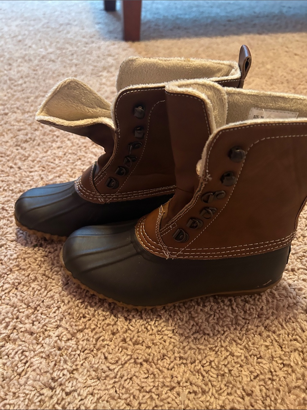Kids Brown Winter Duck Boots with Cozy Lining